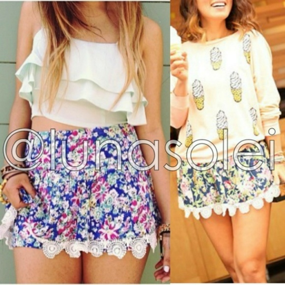 2PR NWT LF Crochet Hem Festival Skort 2/4 4/6 - Picture 1 of 7